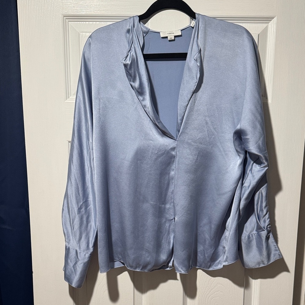 Vince Light Blue Satin Blouse